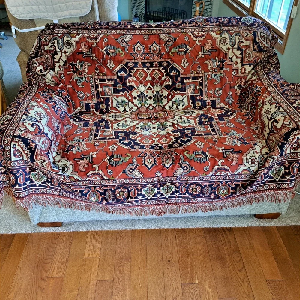 Vintage 1960s East German Sofa Cover / Rug – Vibrant & Mint Condition 74 X 58